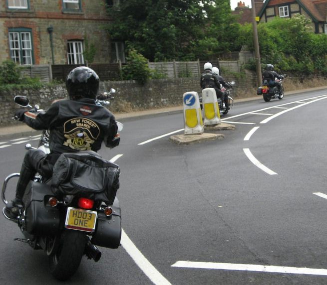 Motorcyclists negotiating the bend
