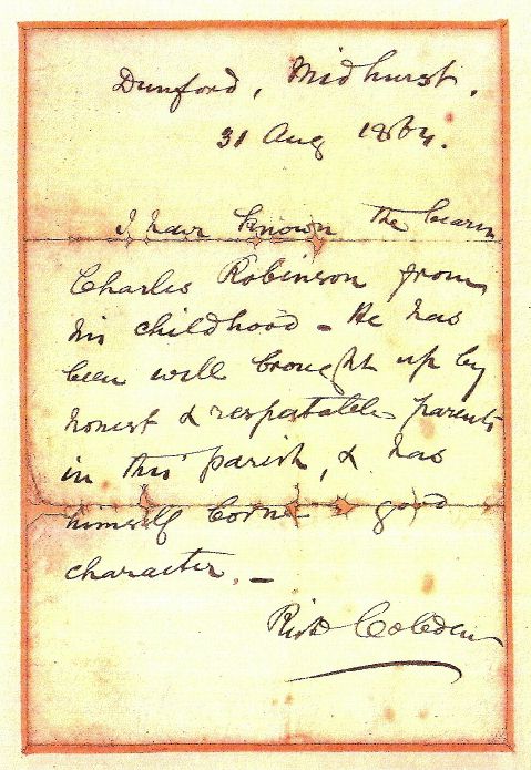 Richard Cobdens letter of reference 1864
click to return