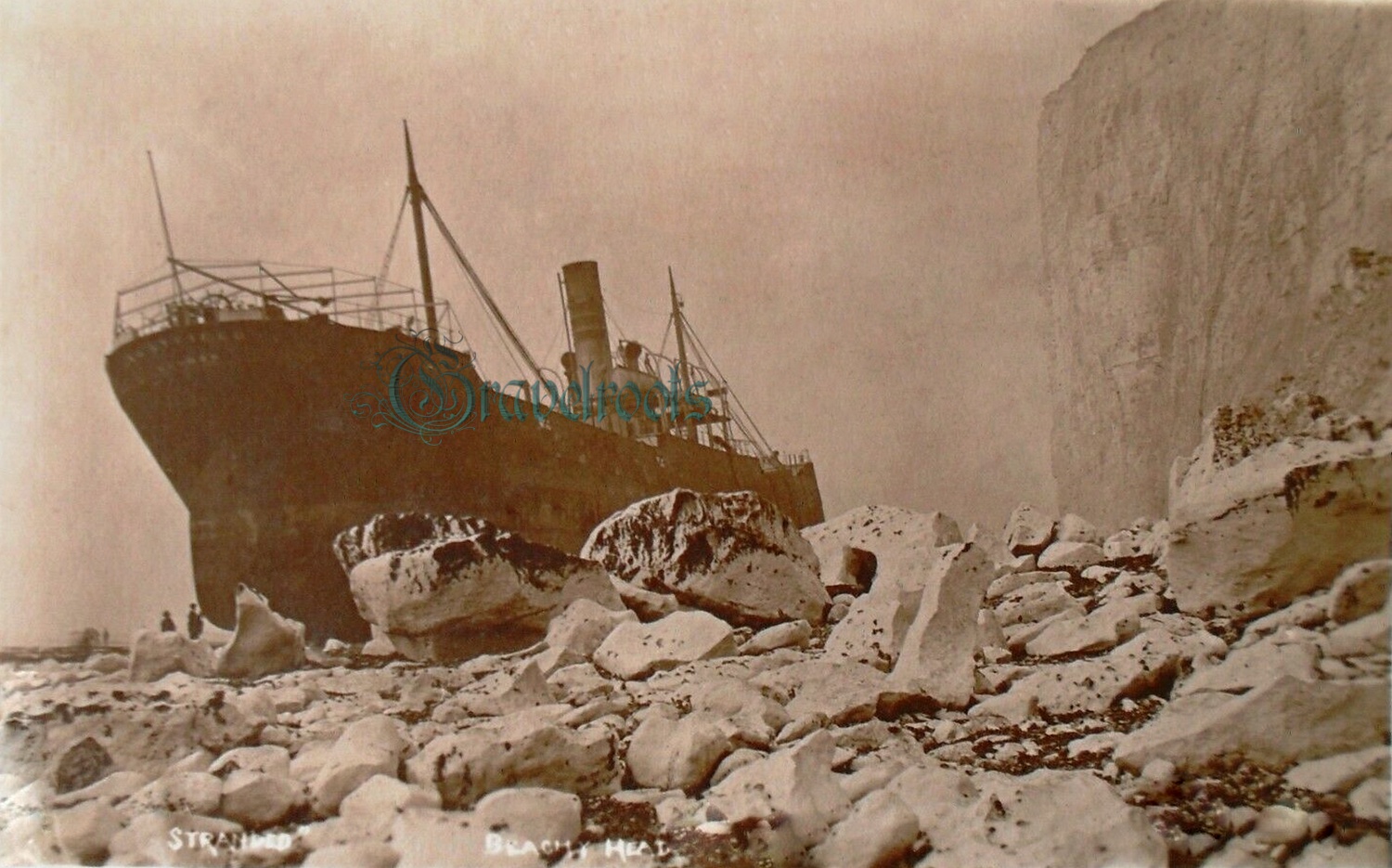 SS Eastfield stranded at Beachy Head, Nr Eastbourne, Sussex - click image below to return