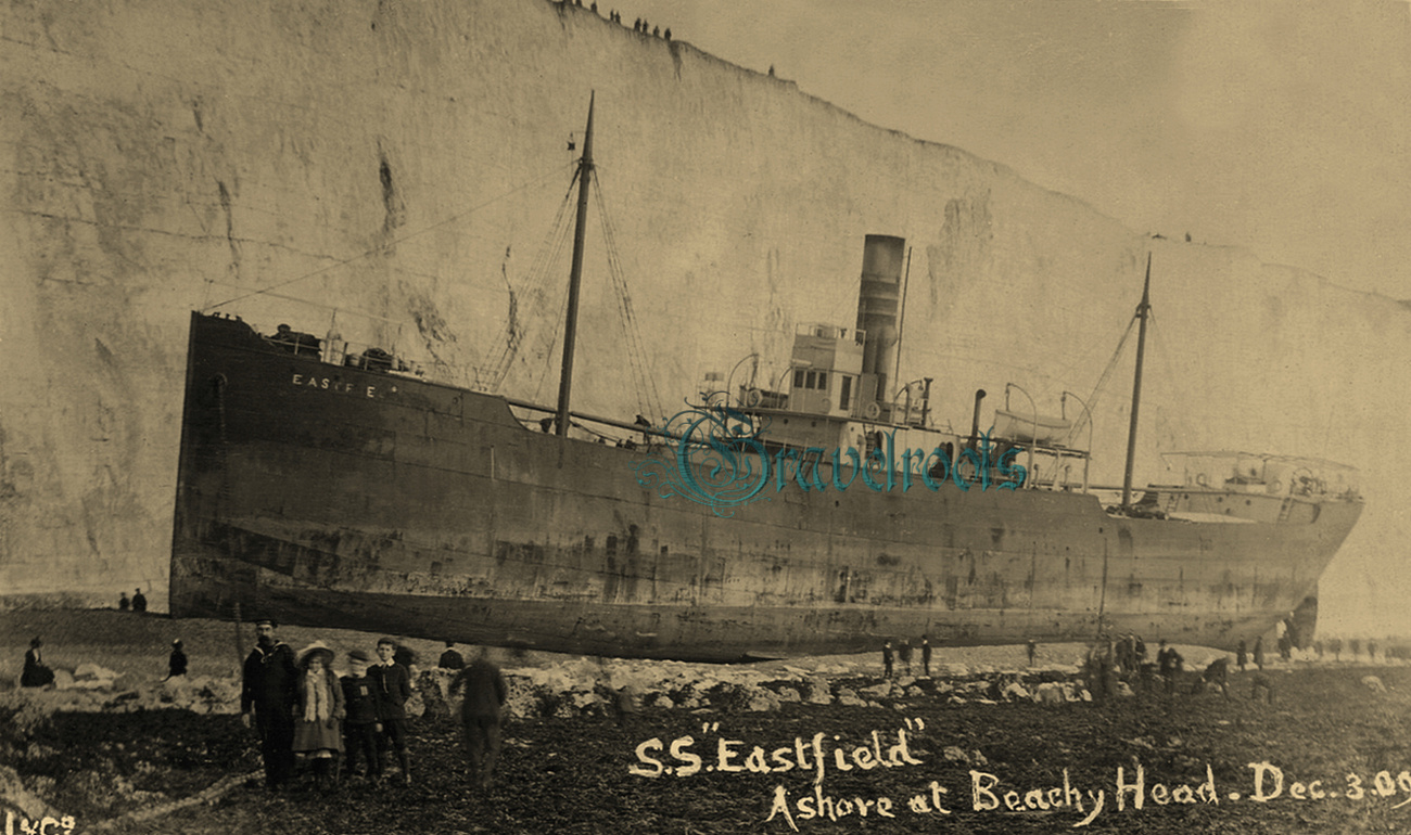 SS Eastfield stranded at Beachy Head, Nr Eastbourne, Sussex - click image below to return