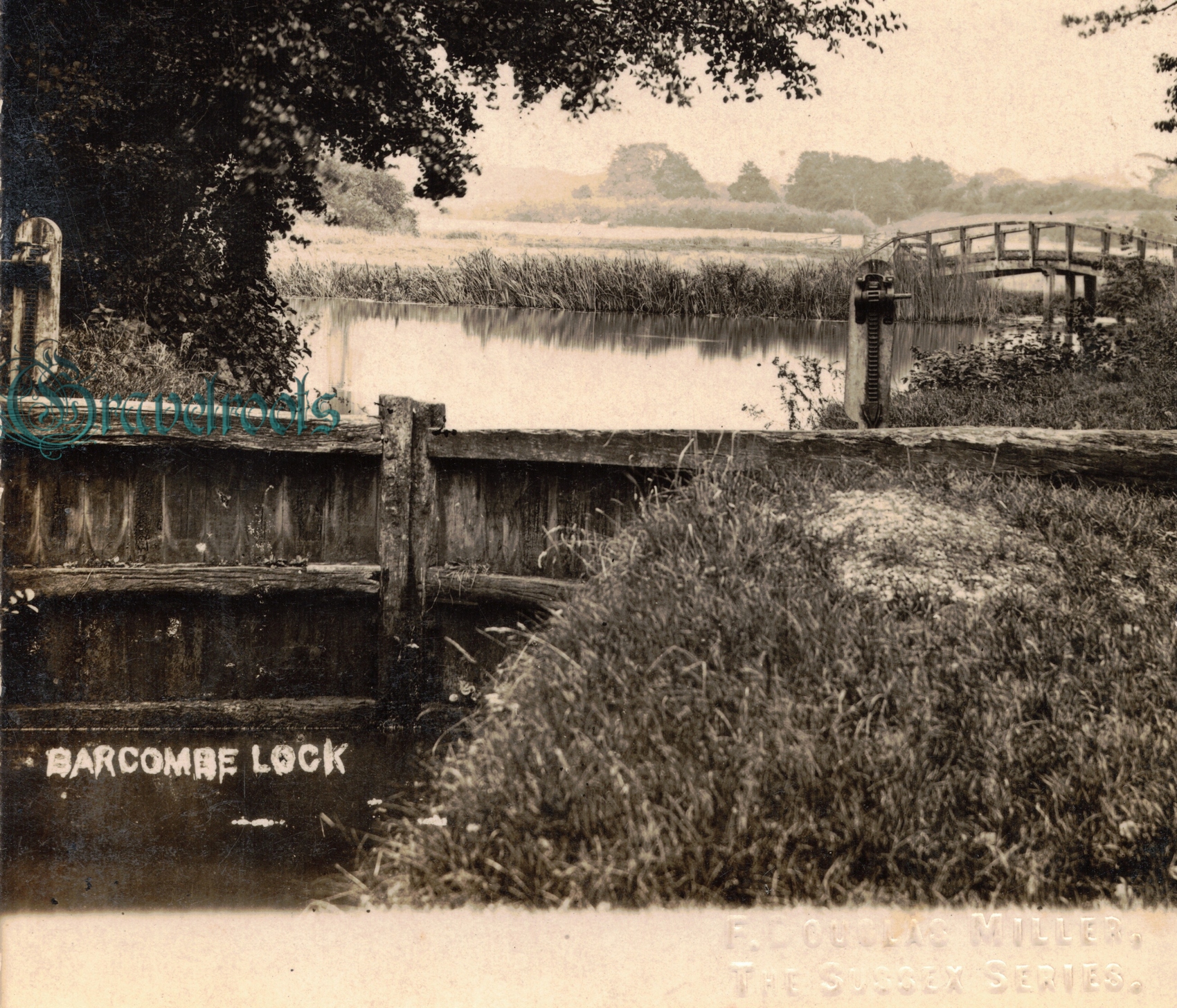  old photo of Barcombe Lock, Lewes, Sussex - click image below to return