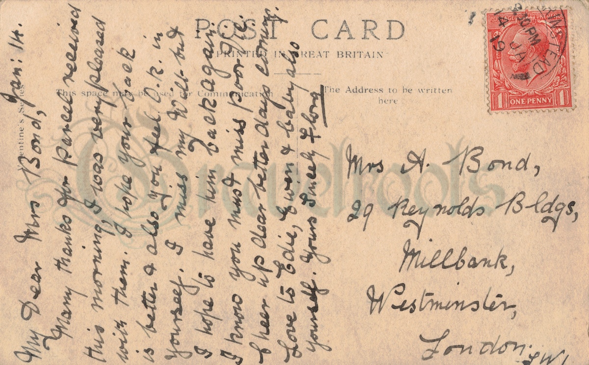 message on old photo of Lewes Road, East Grinstead, Sussex - click below to return