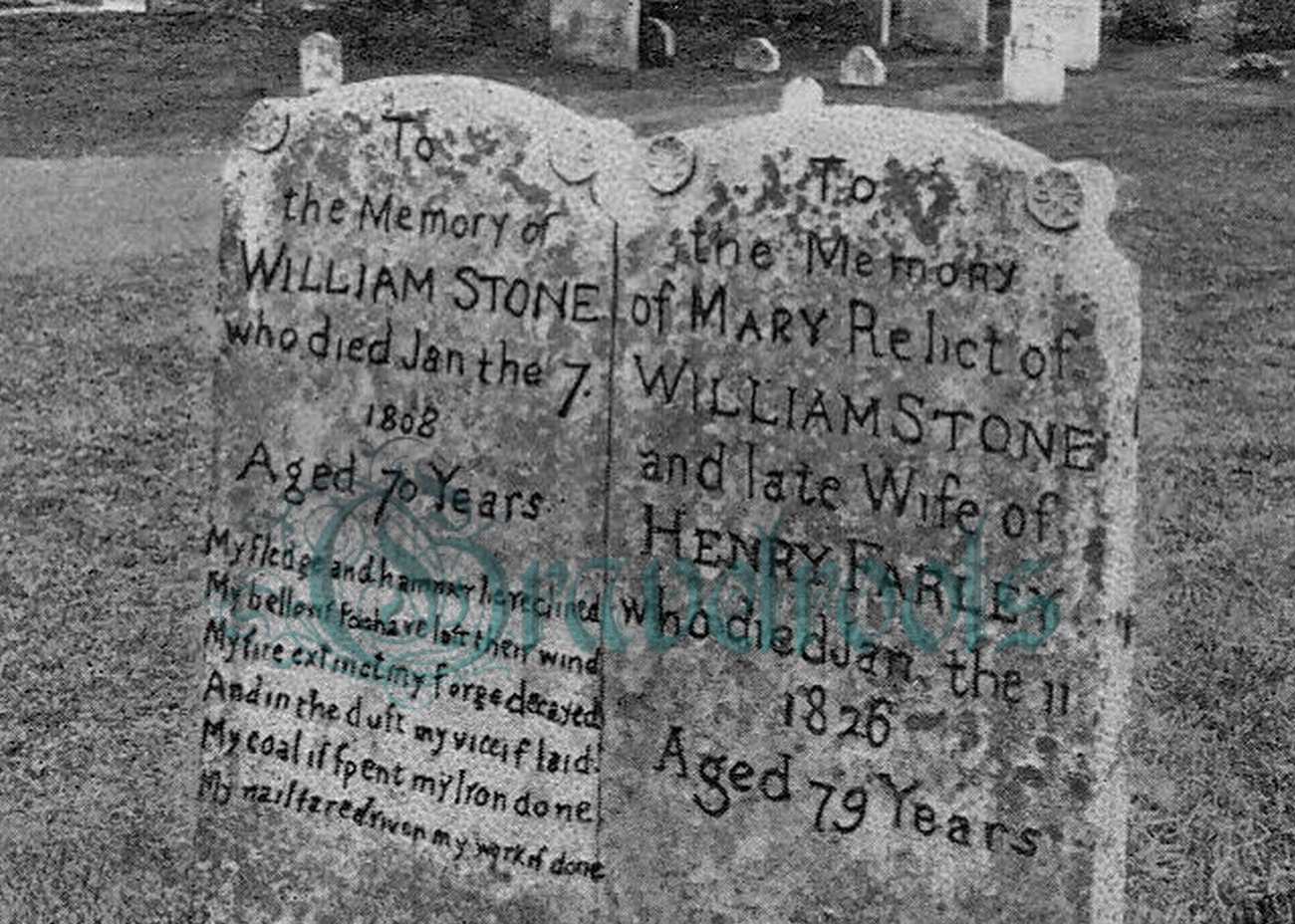 old photo of Blacksmiths Headstone, Felpham, Sussex - click image to return
