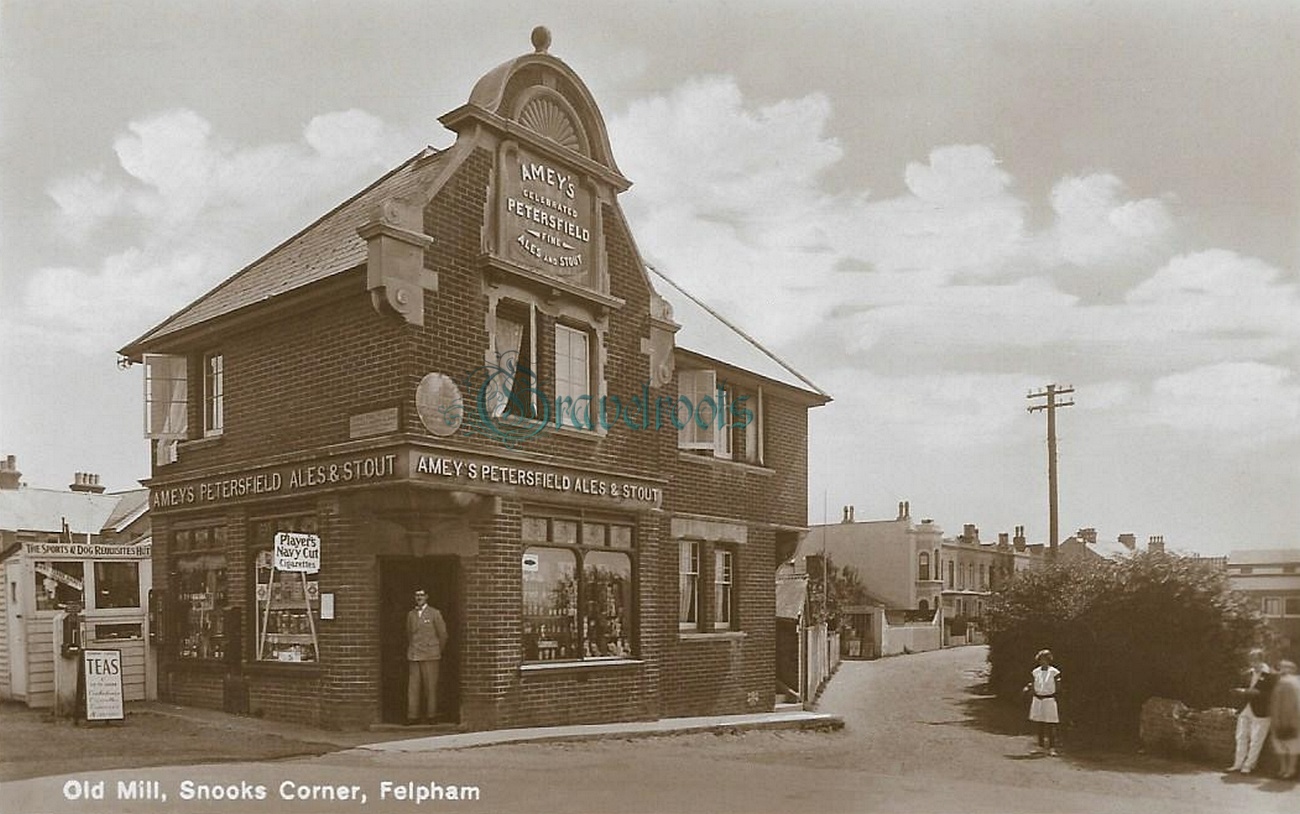  old photo of Old Mill, Snooks Corner, Felpham, Sussex - click image below to return