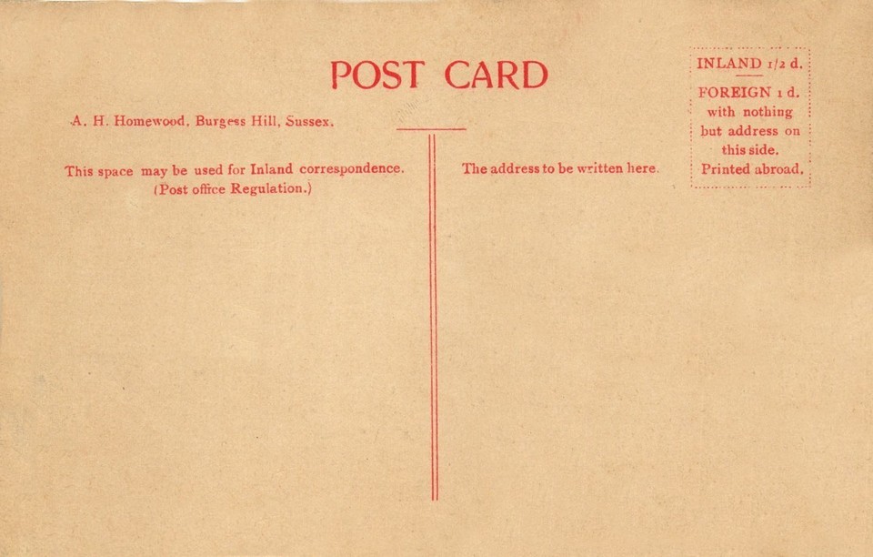 old photo of card, Findon, Sussex - click image to return