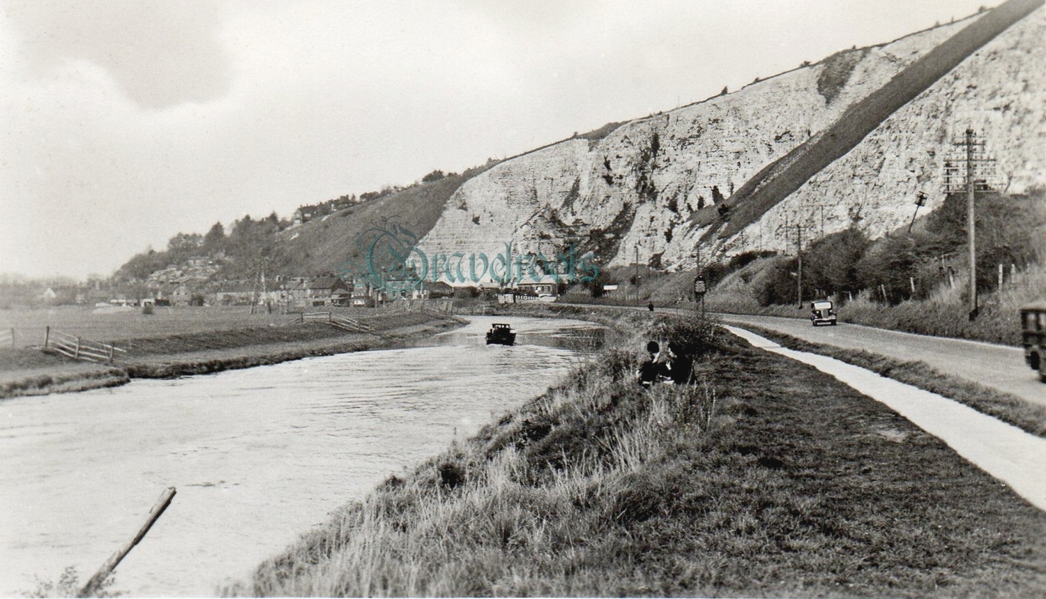 Old photo of River Ouse, Lewes, Sussex - click image to return
