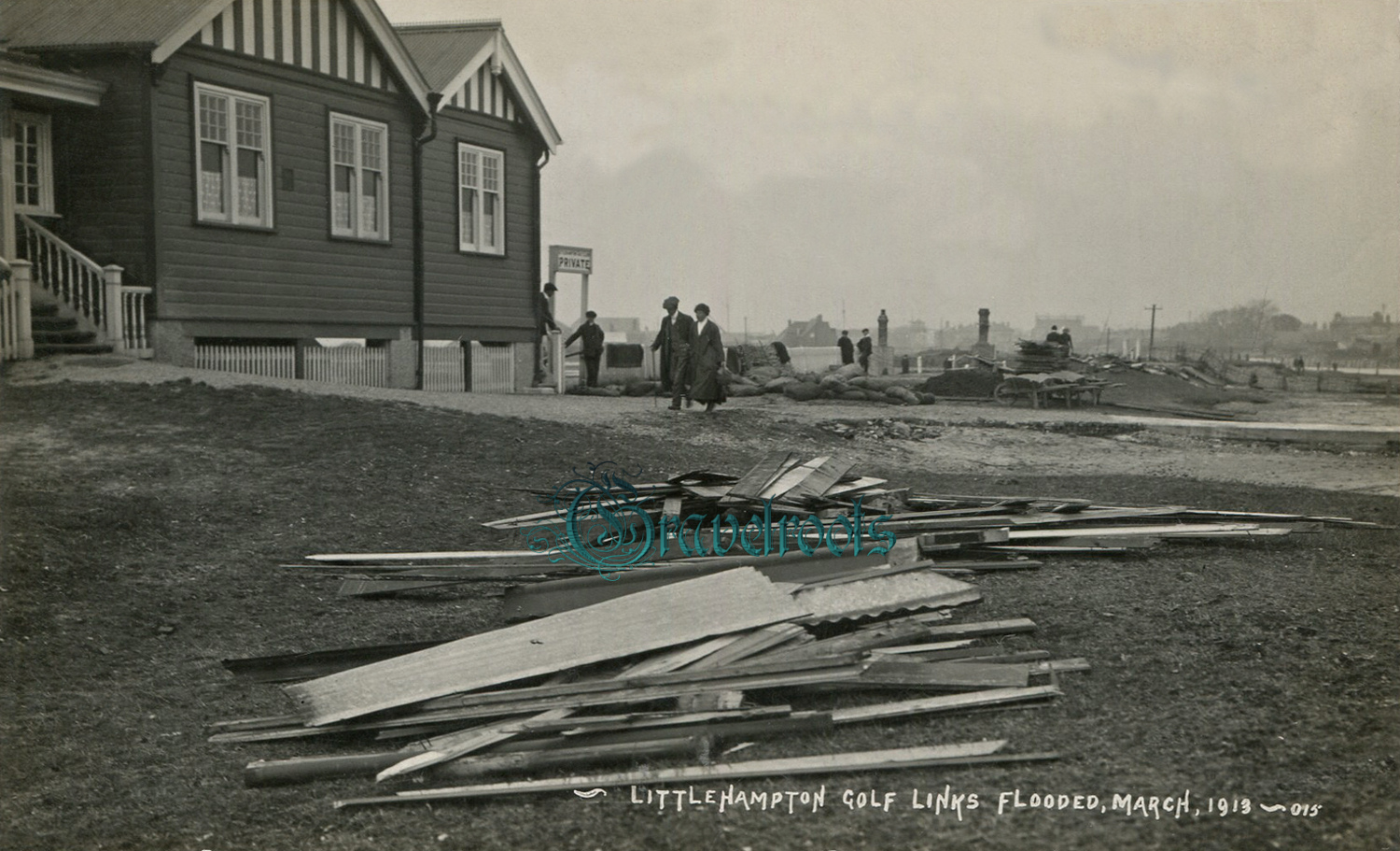  old photo of flooded Golf Club, Littlehampton, Sussex - click image to return