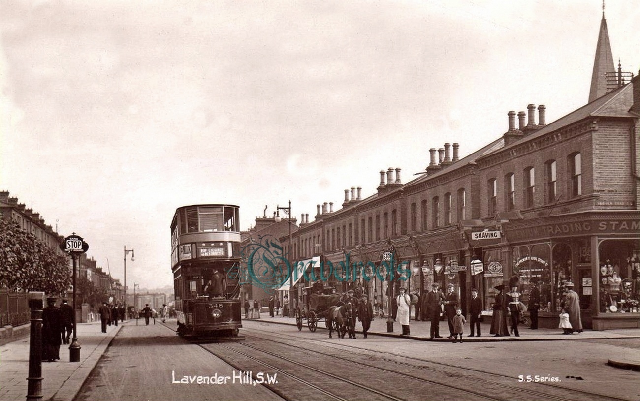  old photos of Lavender Hill, Clapham, London, Sugden Road to right  - click image below to return