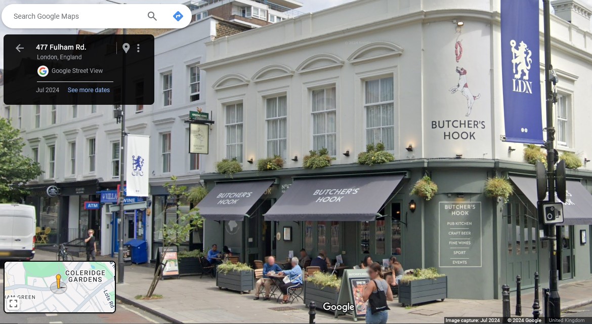 Butchers Hook, 477 Fulham Road, Chelsea - Borough of Kensington & Chelsea, London - click image to return
