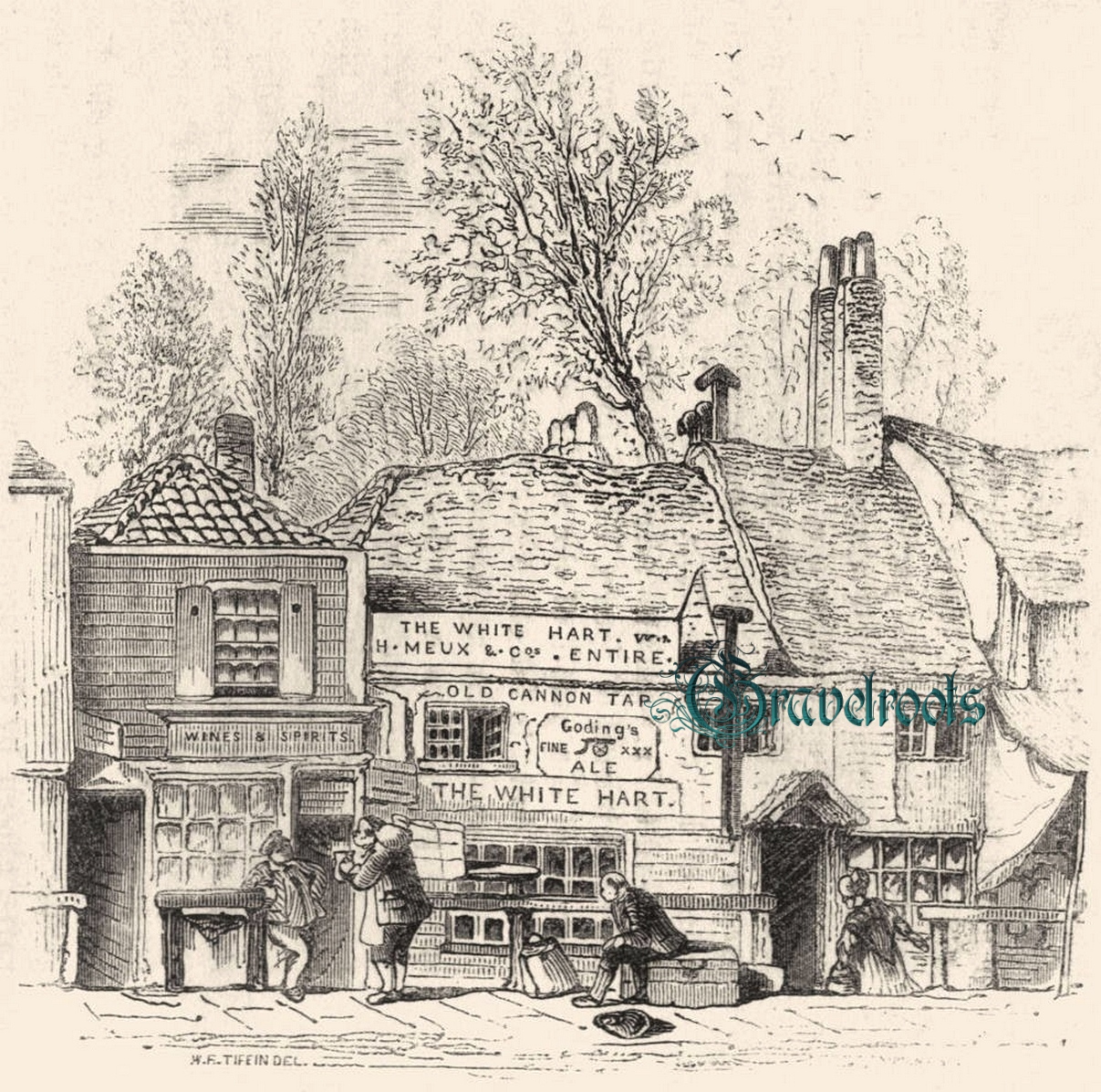  old photo engraving Borough of  Kensington & Chelsea, London  - click image to return