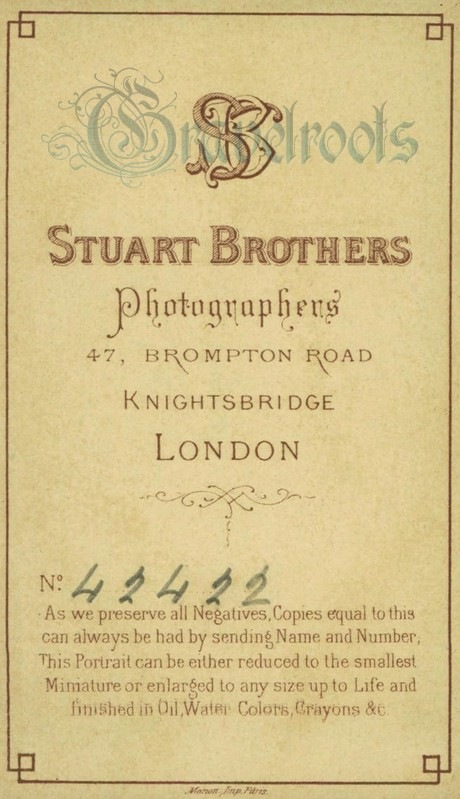 Ref-137, Stuart Bros., photographers, Knightsbridge, London - click to return