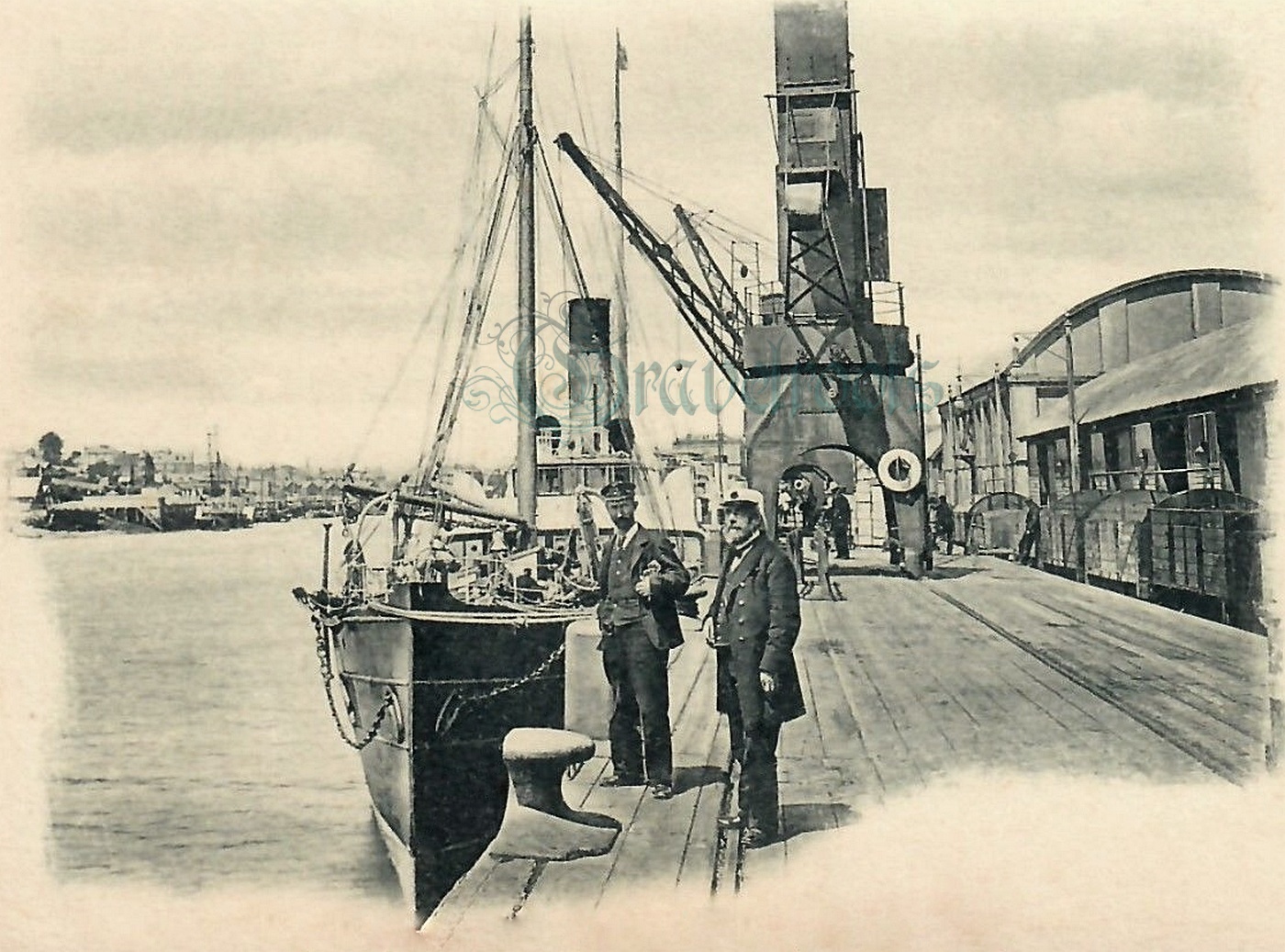  old photo of Harbour & Customs Quay, Newhaven, Sussex - click image to return