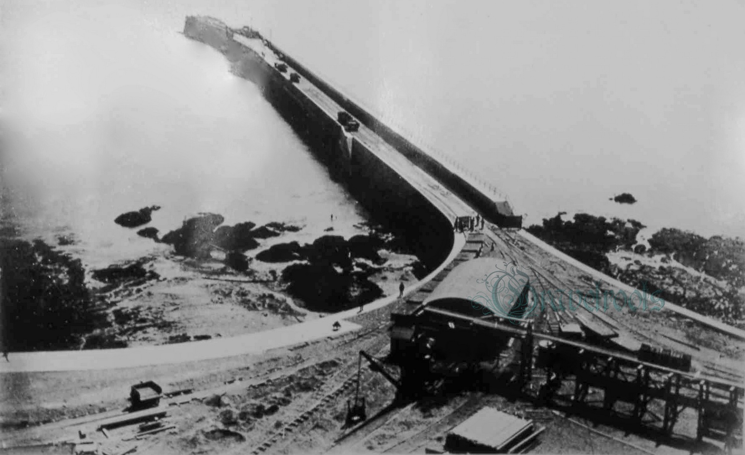 Victorian photo of Newhaven West arm Breakwater, Sussex - click image to return