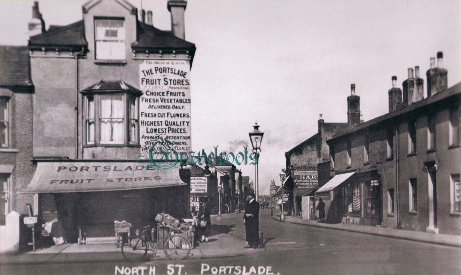 old photo Looking into North Street from Boundary Road, Portslade, Hove, Brighton, Sussex - click image below to return