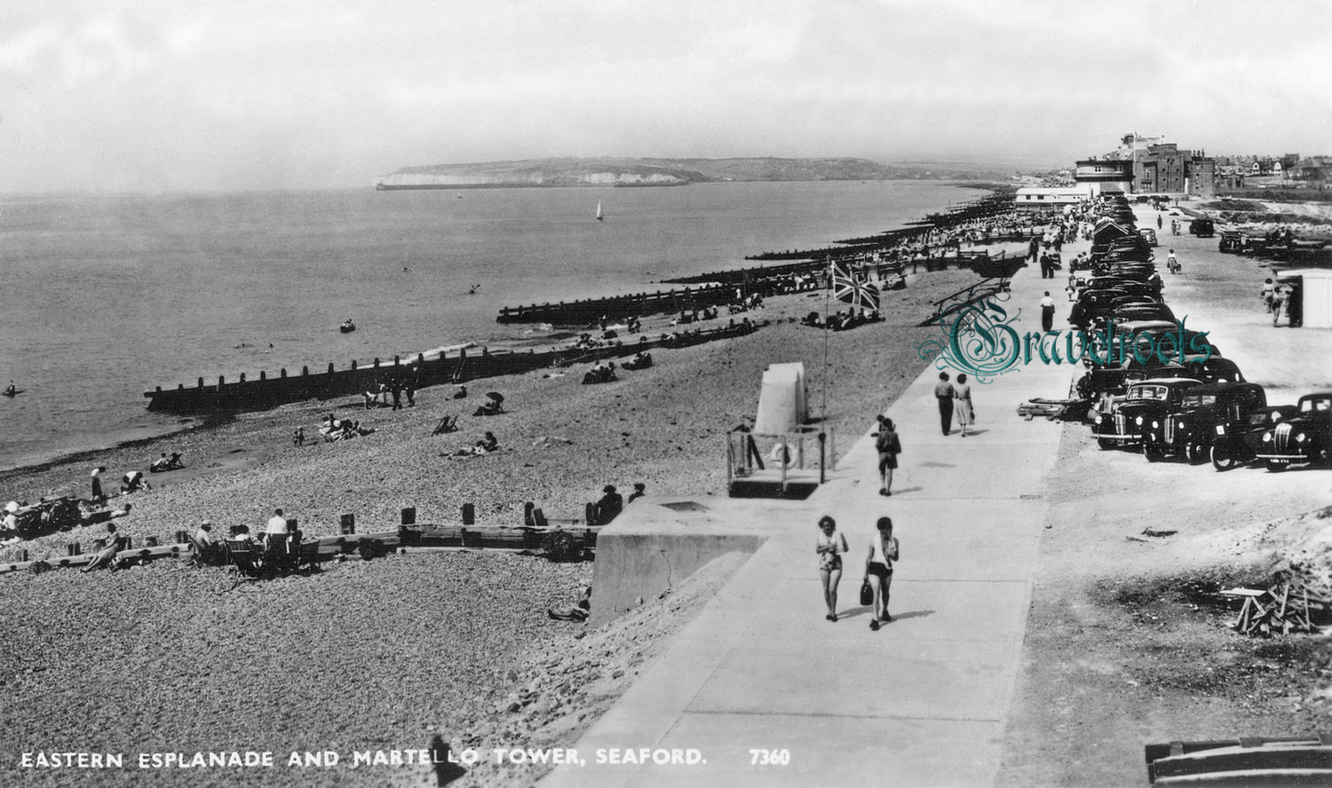 Eastern Esplanade and Martello Fort, Seaford, Sussex, c.1950s-60 - click image to return