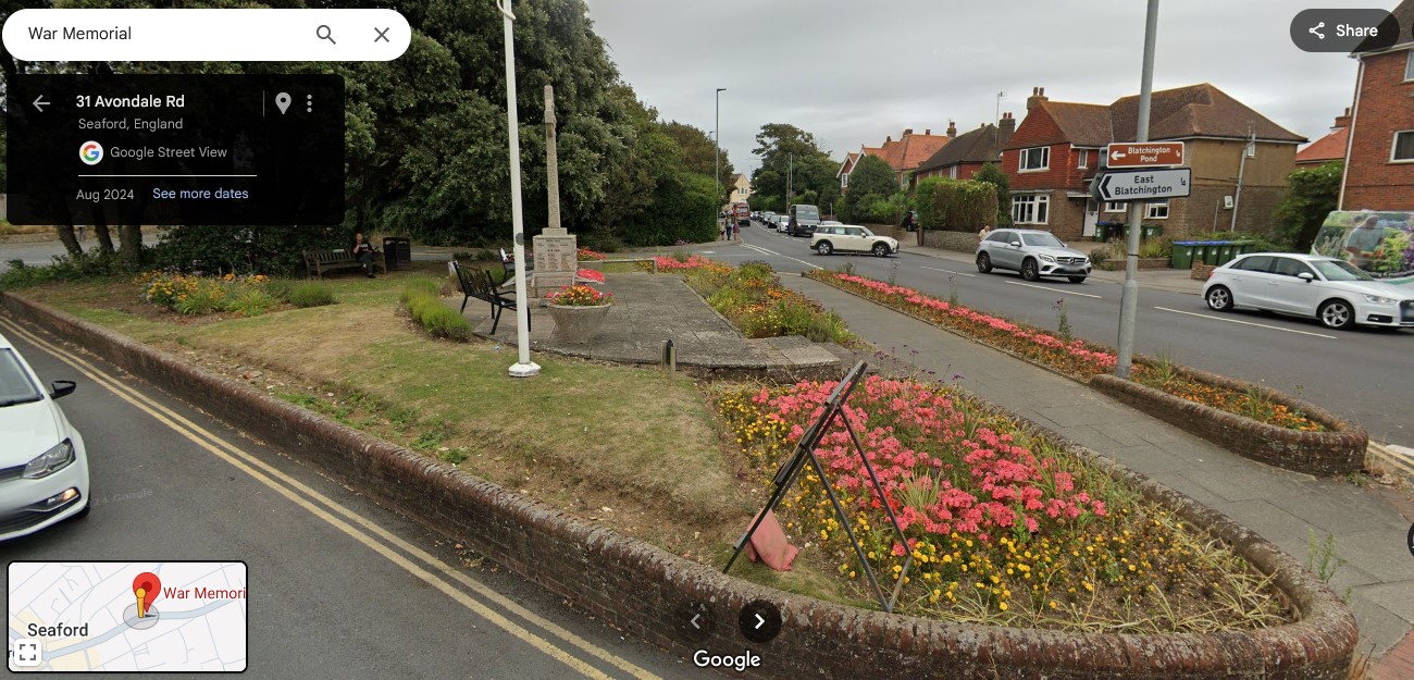 War Memorial, junction Avondale Road & Sutton Park Road, Seaford, Sussex - click image to return