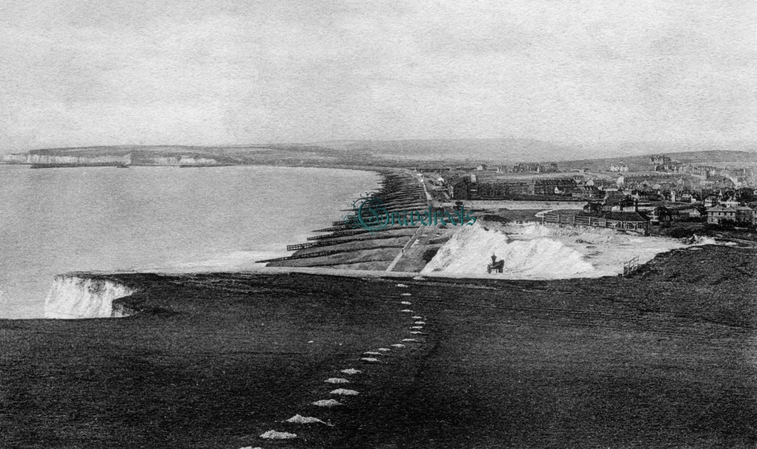 Seaford from the Downs, Sussex  c.1900-05 - - click image below to return
