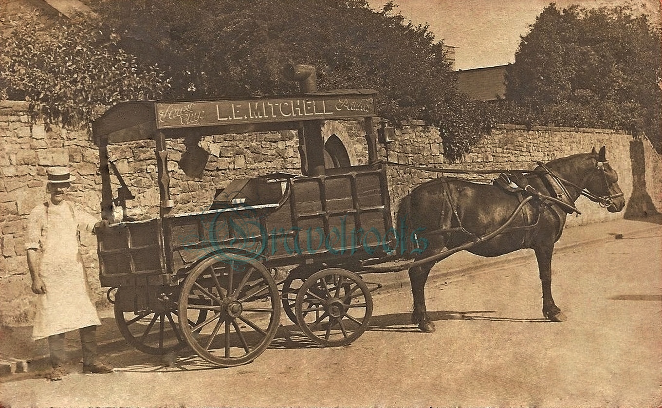  old Social history photo of Mobile Fish & chip shop, Bridgend - click image to return