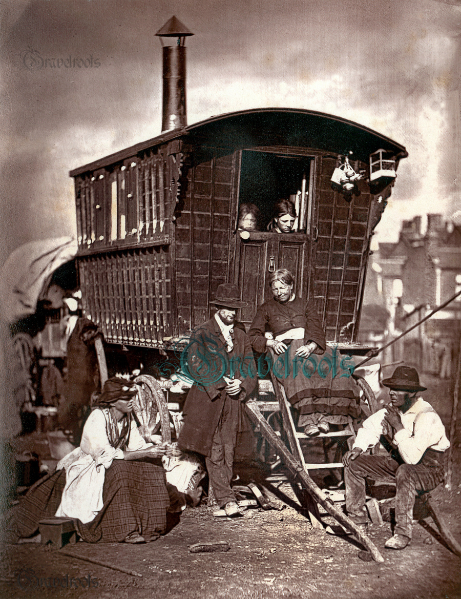  old  Social history photos of Romany Family and caravan, London - 1877 - click image below to return