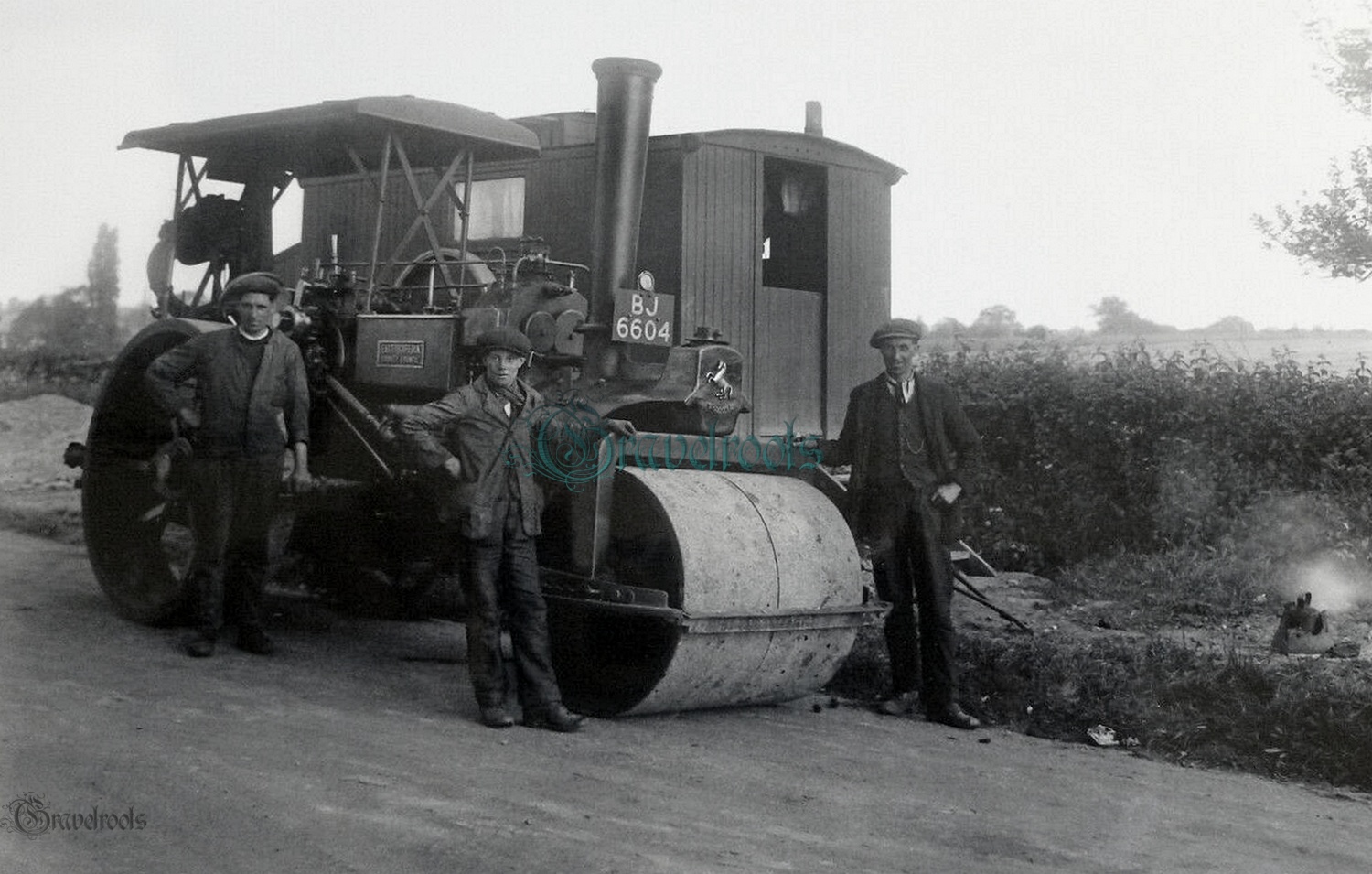  old Social history photos of Aveling Steam Roller, Four Sisters junction, East Bergholt, Suffolk - click image to return