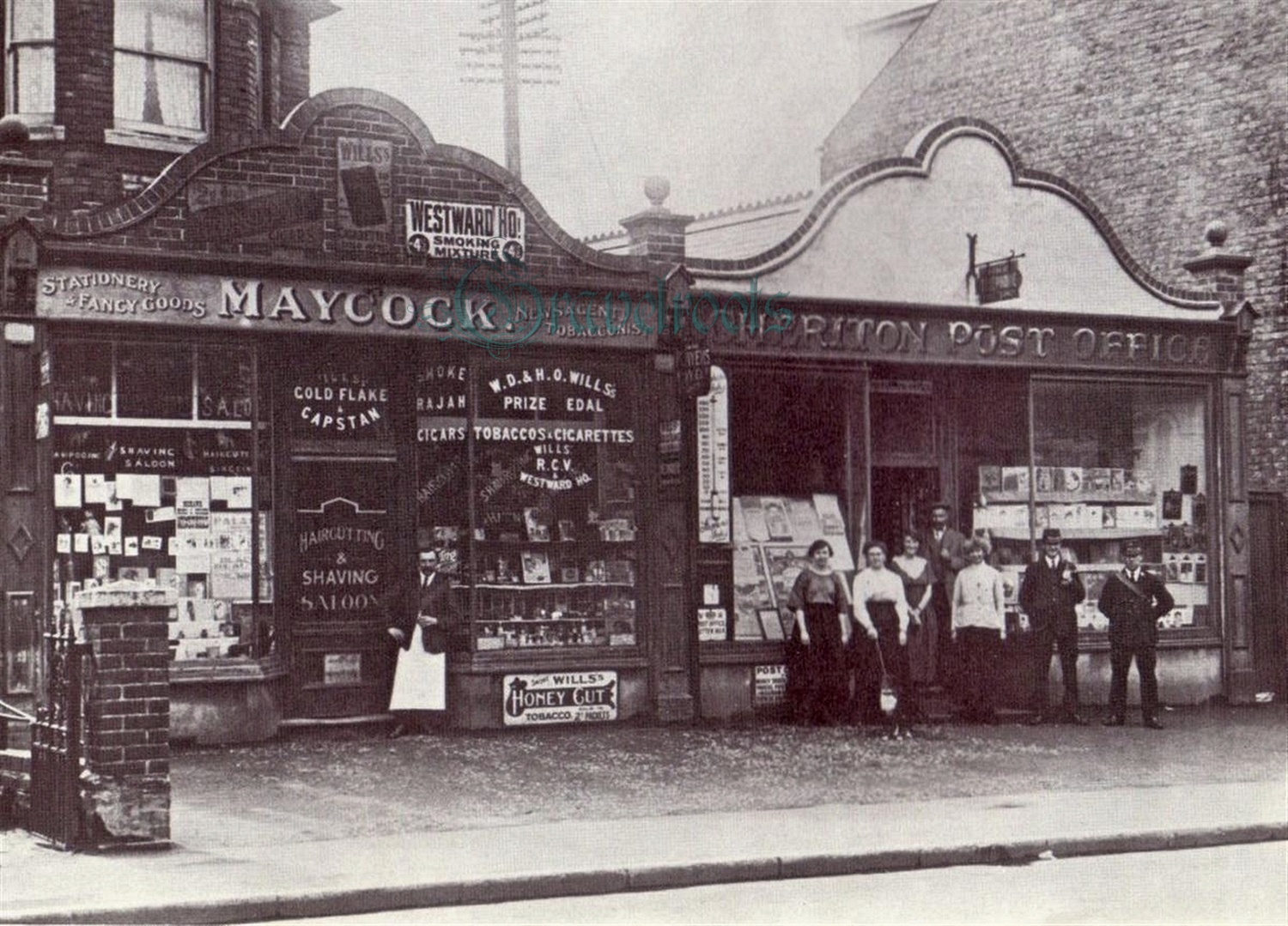  old Social history photos of Maycock Shop & Cheriton Post Office, High Street, Cheriton, Folkstone, Kent,  - click image below to return