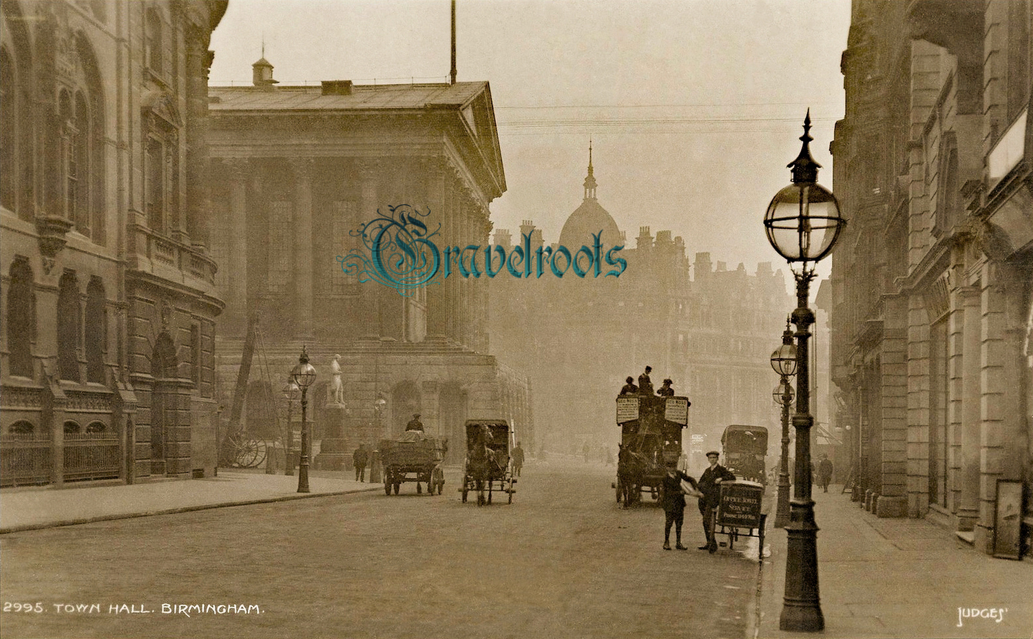 old Social history photo of Birmingham Town Hall - click image below to return