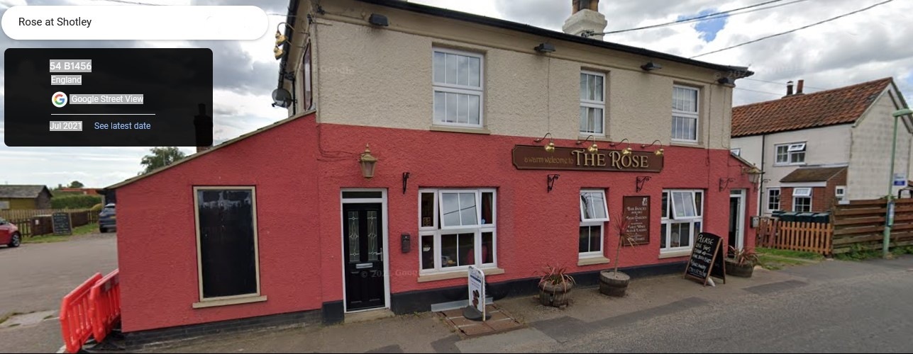 Rose Inn pub, The Street, Shotley, Ipswich, Suffolk - click image to return