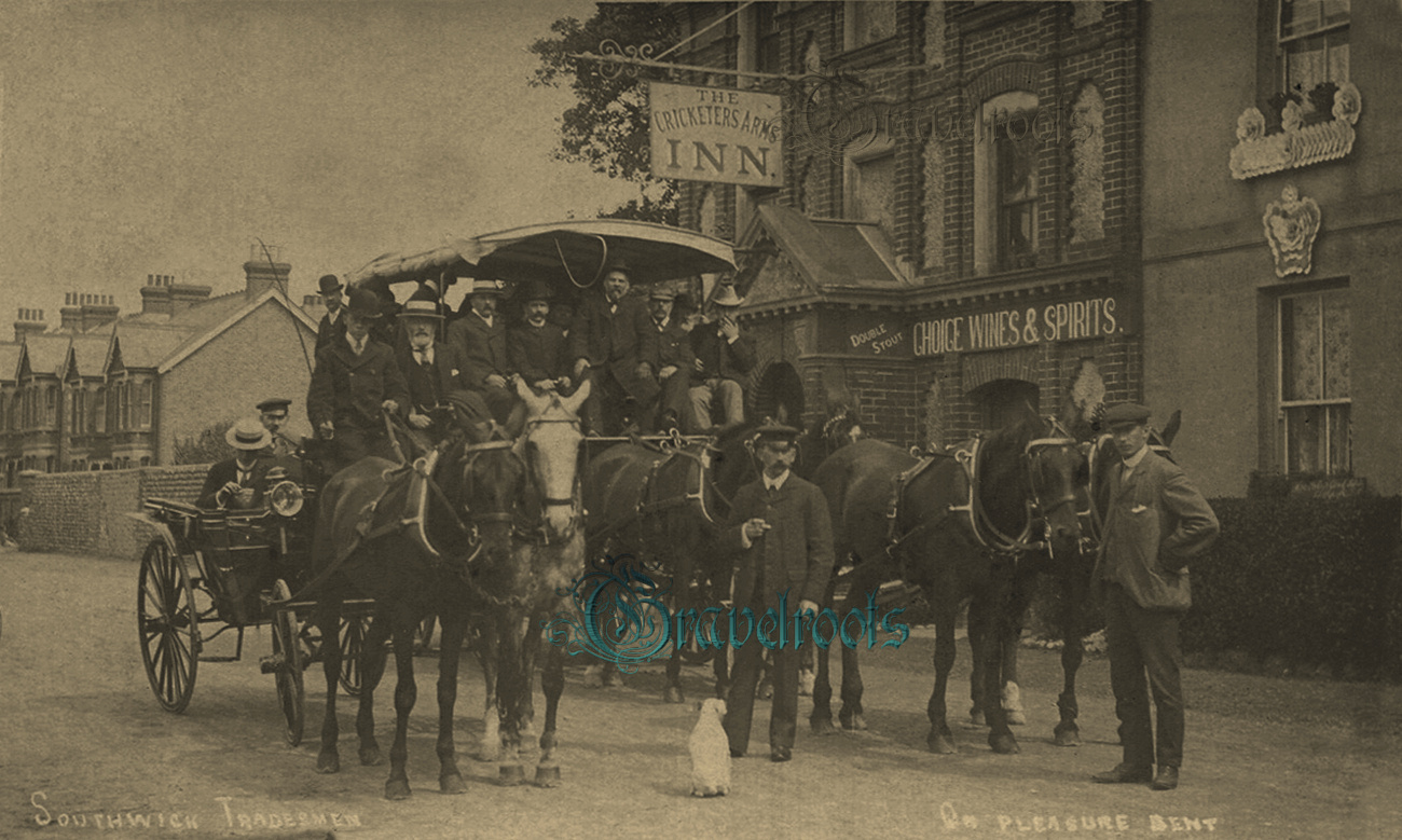 Old photo of Cricketers Arms Inn, The Green, Southwick, Sussex - click image to return