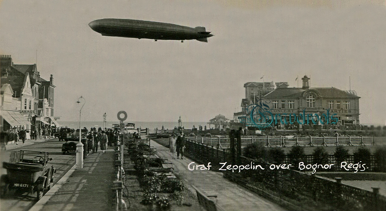  old photo Graf Zeppelin over Bognor Regis pier, Sussex - click image to return