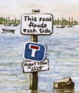 Road & car park, floods each tide