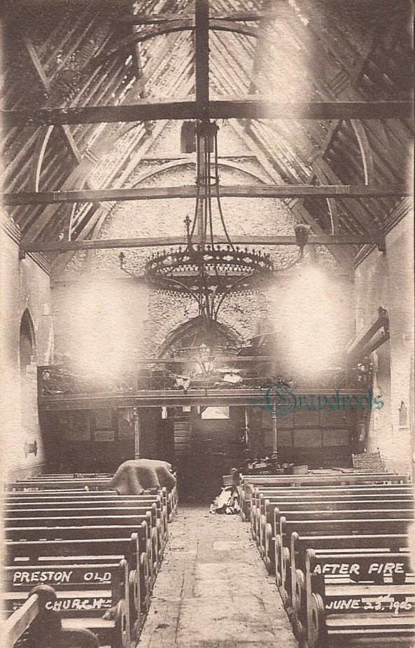 Preston Old Church after fire, Sussex - click to return