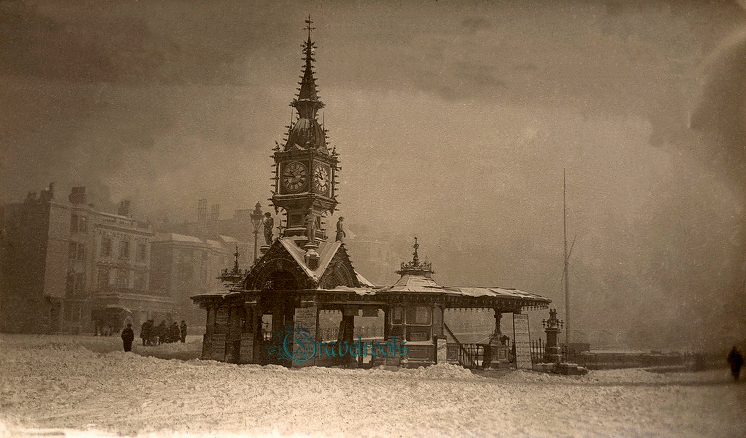 Old Aquarium under snow, Brighton, Sussex - click image to return