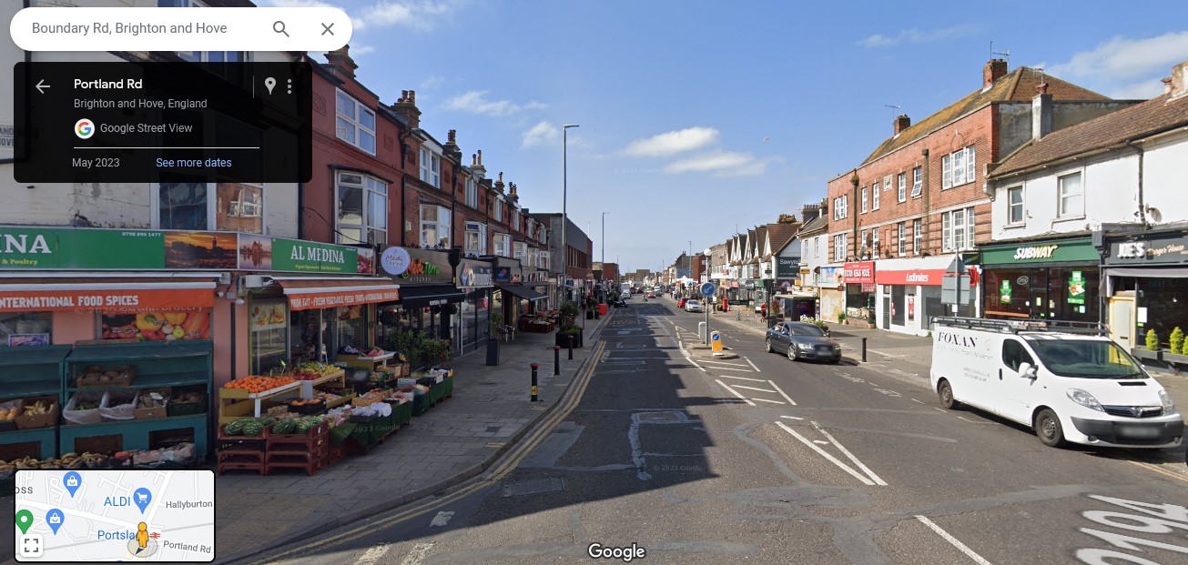Portland Road and Boundary Road, Hove, Sussex - click image to return