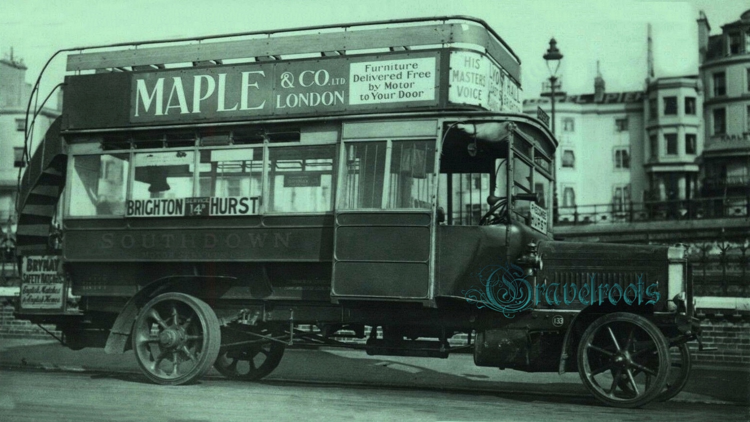 Old photo of Southdown Bus, service 14, Brighton & Hove - click image to return