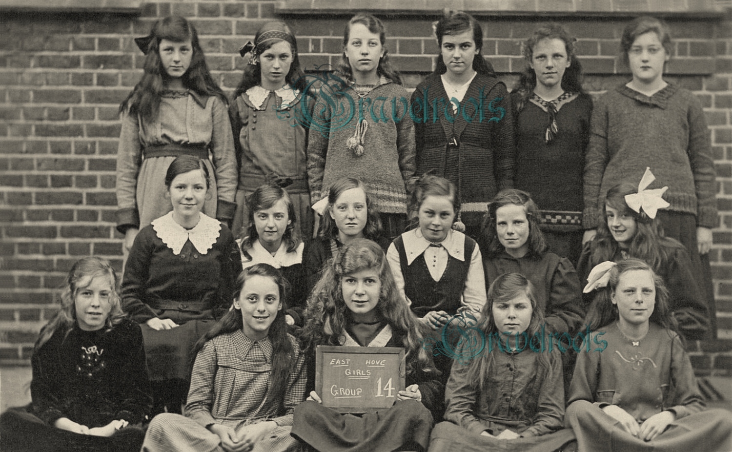Old photo of East Hove Girls School group, Hove - click image to return