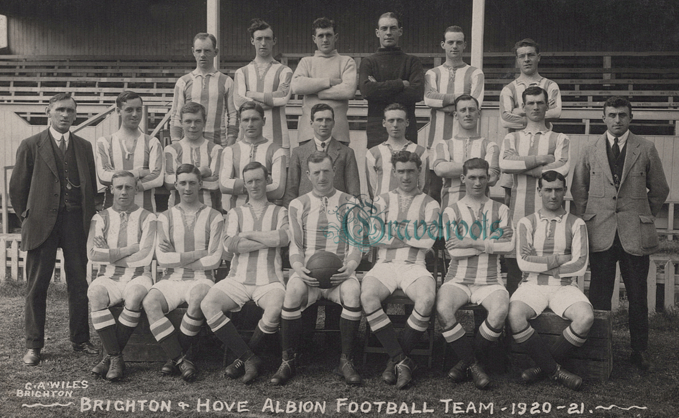 Old photo of Brighton & Hove Albion Football Club players, 1920-1921 season -  - click image below to return