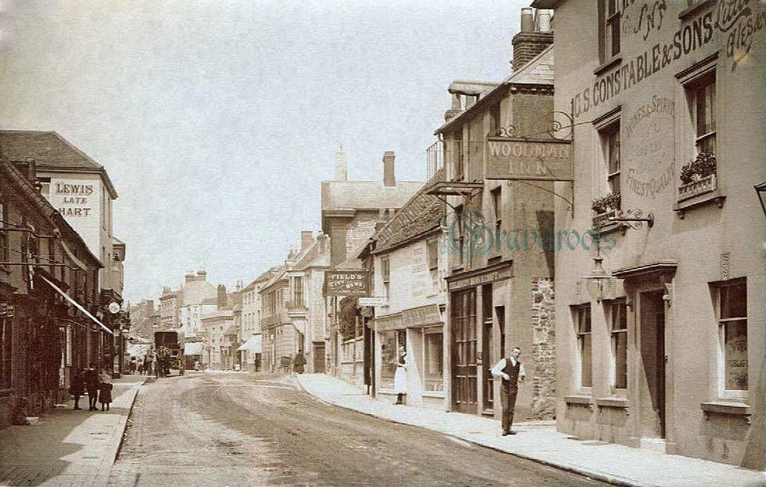  old photo of Woodman Pub, 34 South Street, Chichester, Sussex - click image below to return