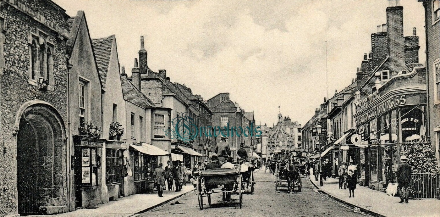 old photo of South Street, Chichester, Sussex - click image below to return