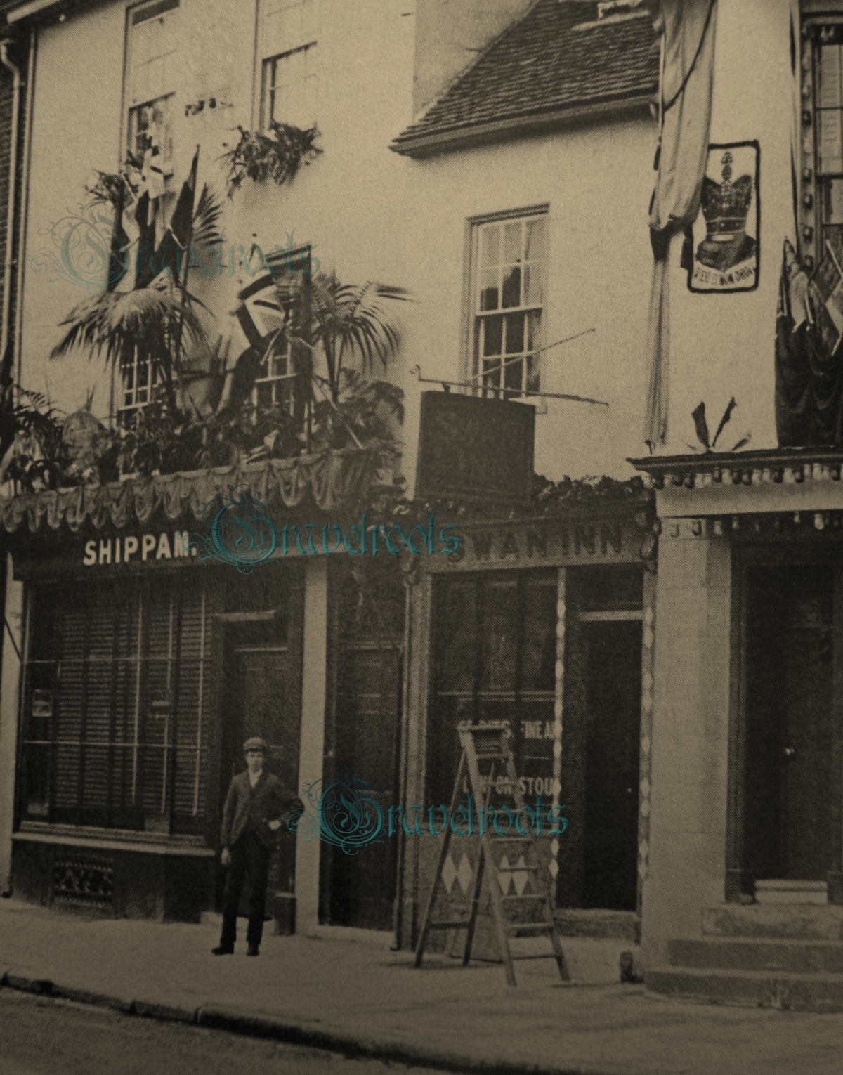 old photo of Swan Inn & Shippams, 49 East Street, Chichester, Sussex - click image below to return