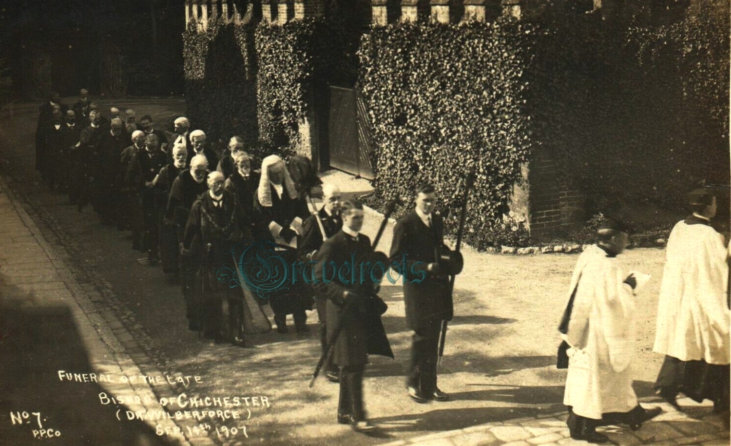  old photo of Funeral of the Late Bishop, Dr Wilberforce, 14 September 1907, Chichester, Sussex - click image to return