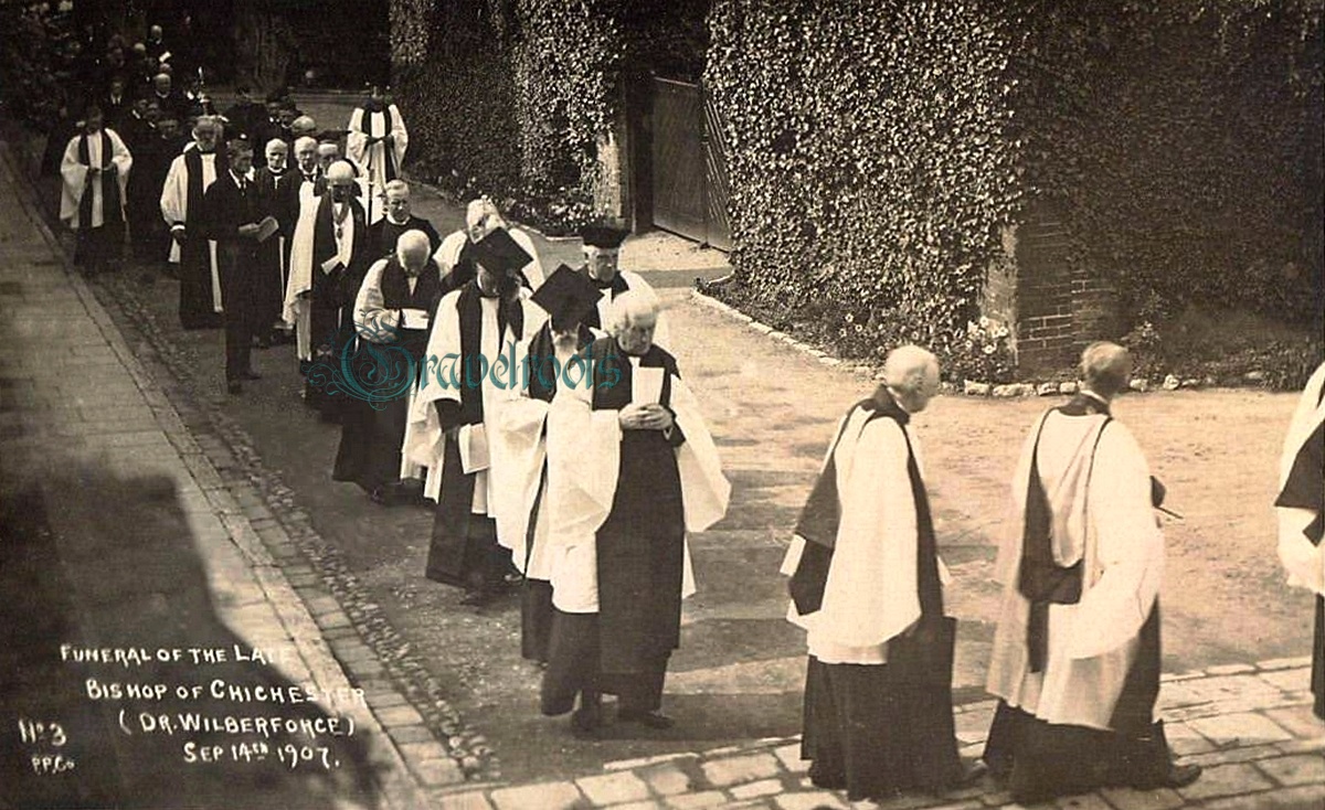  old photo of Funeral of the Late Bishop, Dr Wilberforce, 14 September 1907, Chichester, Sussex - click image below to return