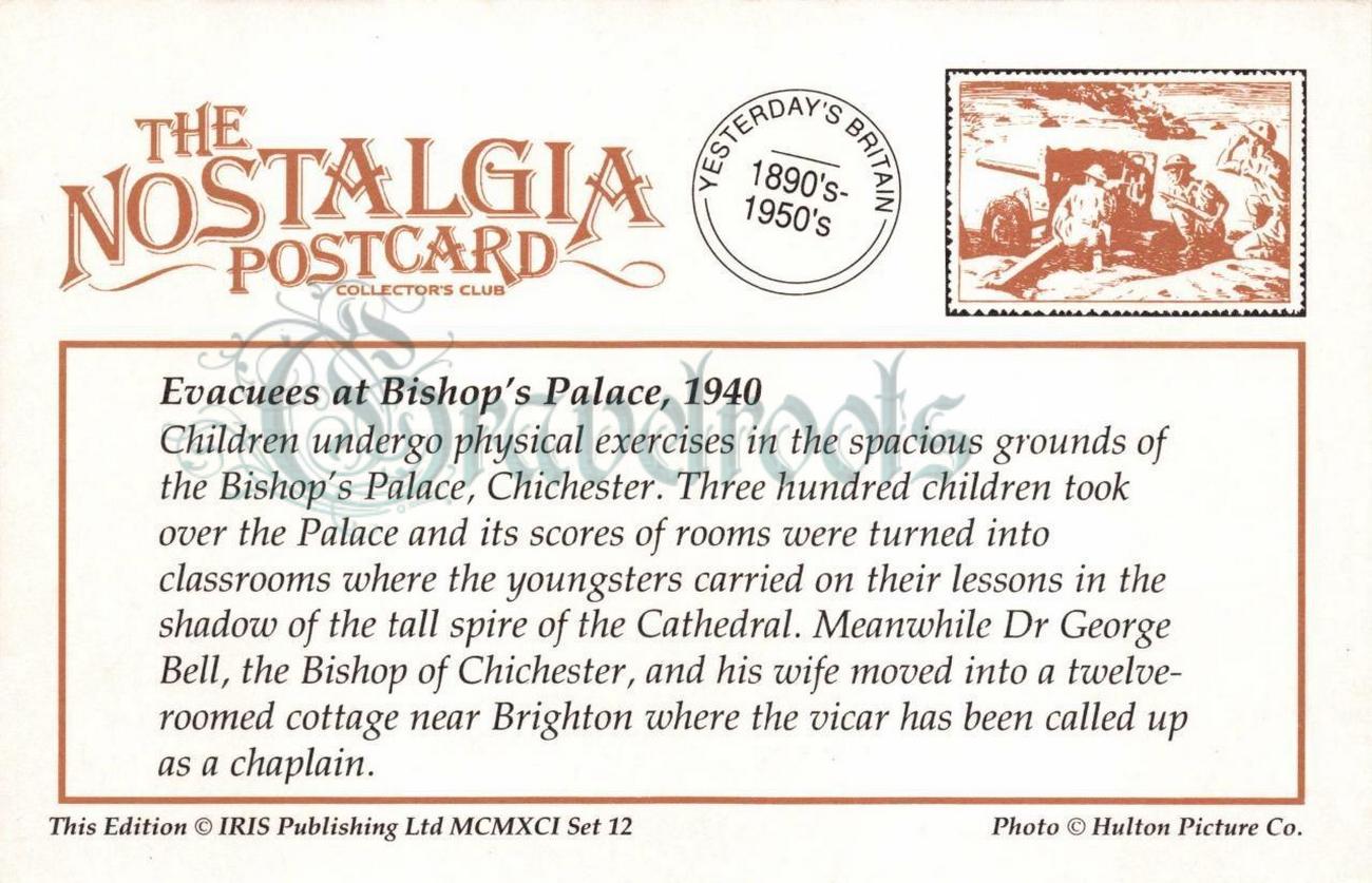  old photo of Evacuees at Bishops Palace, Chichester, Sussex - click image below to return