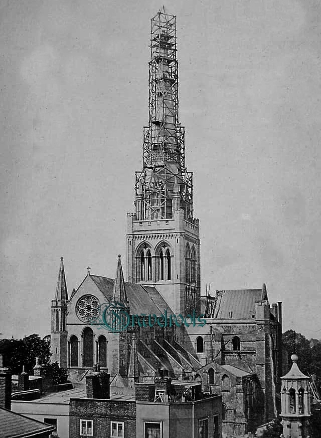 Old photos of Scaffolding on spire, Chichester Cathedral, Chichester - click to return