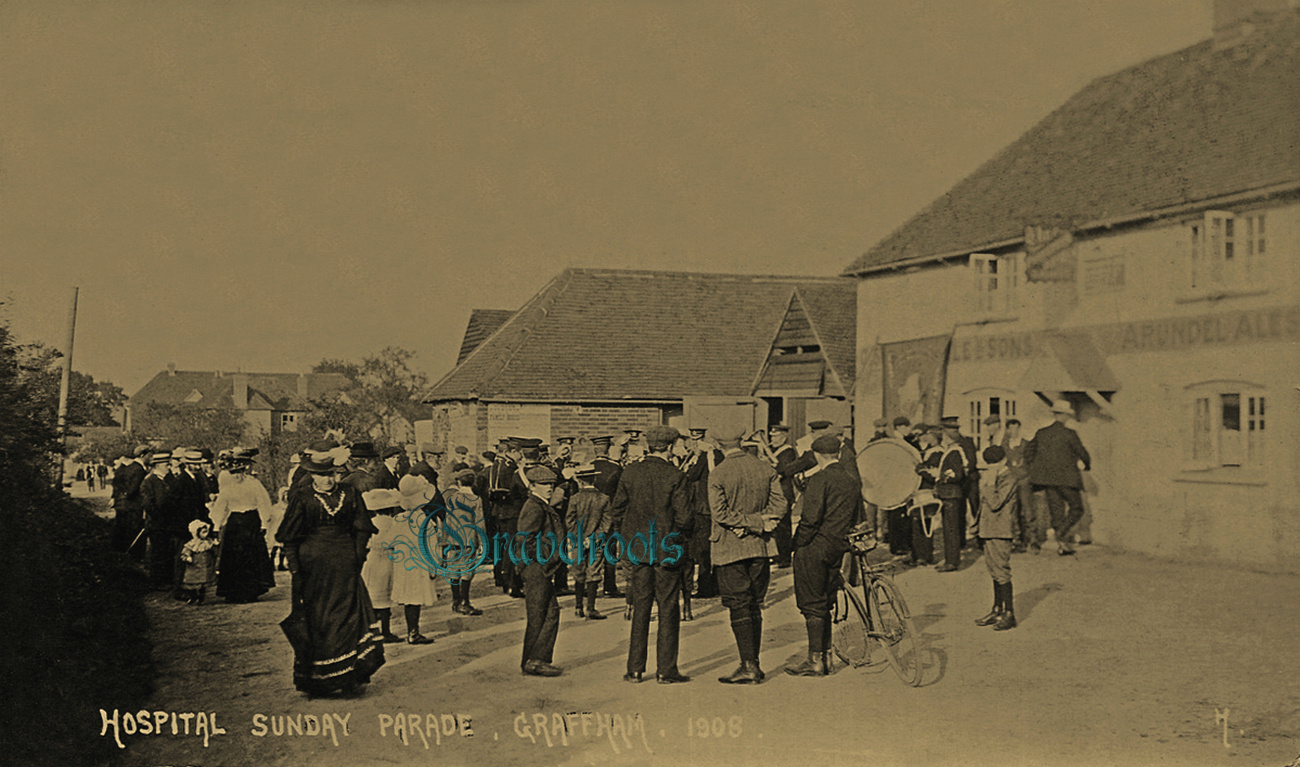  old photo of Hospital Sunday Parade, The Street, Graffham, Sussex - 1908 - click image below to return