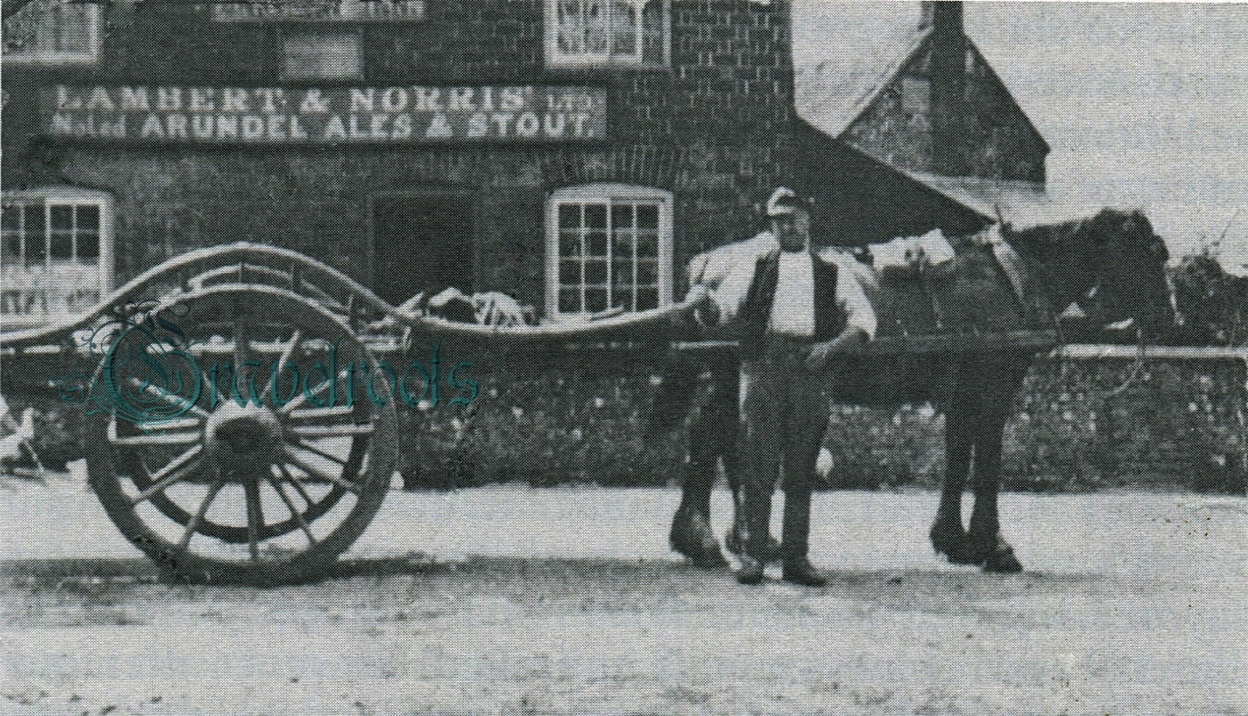 A dray outside the Unicorn, Heyshott, Sussex, 1912 - click to return