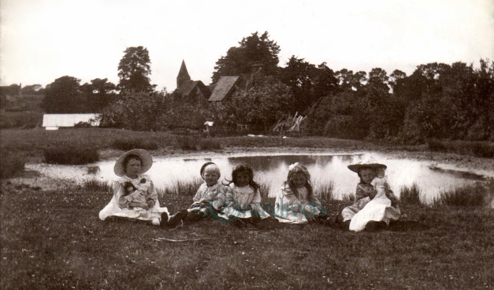 Church & pond, old Heyshott -  - click image below to return
