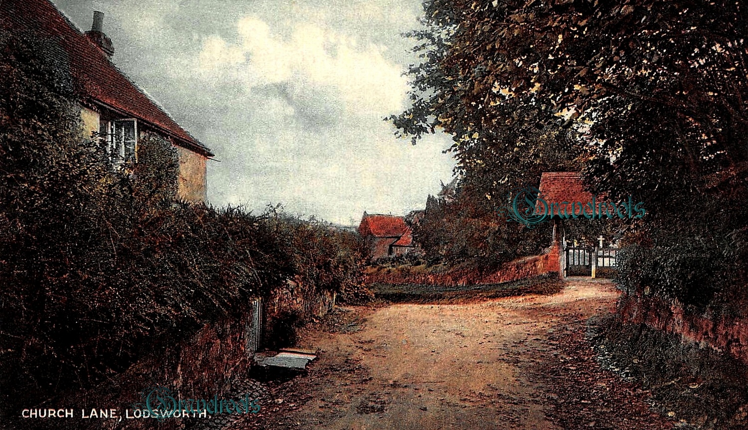 old photo of Church lane, Lodsworth, Sussex - click image below to return