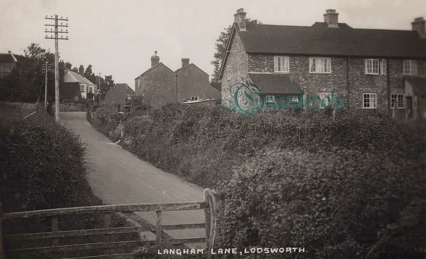  old postcard of Langham Lane, Lodsworth, Sussex - click image below to return