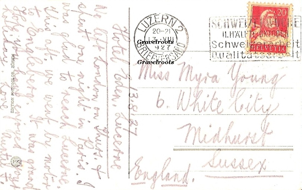 Postcard dated 1927, white City, Midhurst, Sussex, click image to return