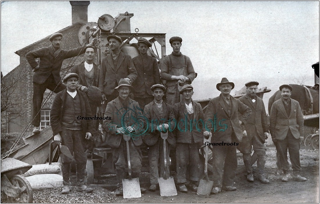 William Lawrence with some of his workmates, Northchapel, Sussex, c.1920s, click image to return